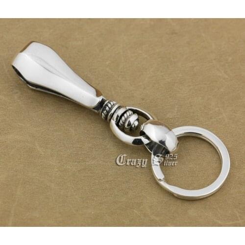 925 Sterling Silver Belt Clip Biker Keychain 8J003XKC Punk Jewelry