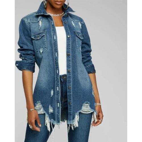Womens Denim Jacket Oversized Outerwear Spring Autumn Female Clothes Long Sleeve Streetwear Plus Size Casual Coat 4210945