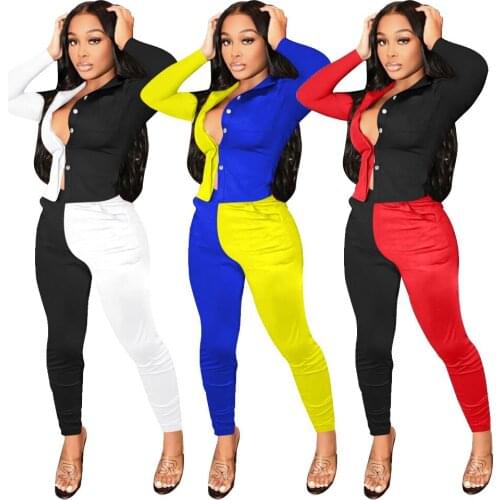 Womens Fashion Autumn And Winter Splicing Suit Harajuku Hoodies+Pants 2 Piece Set Women Warm Outfits 2pcs Tracksuit