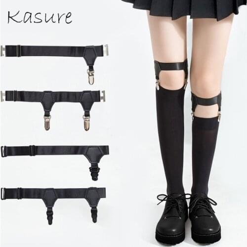 KASURE 1pc Hurajuku Adjustable Elastic Garter Belt Multi Style PU Leather Punk Leg Ring Harness Bondage Belts