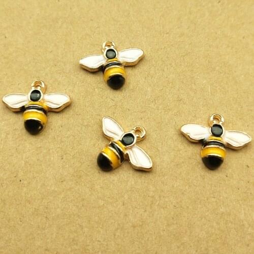 10pcs 12x15mm tiny bee enamel charm for jewelry making and crafting cute earring pendant necklace bracelet charms