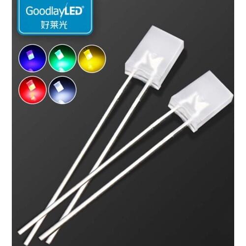 1000pcs 2X5X7mm Square Fog Long Feet Red Blue Green Yellow White Highlight In-Line LED Light-Emitting Diode