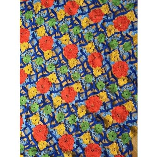 120cm top quality dyed polyester yarn heavy embroidery lace fabric,luxurious ball dress fabric,XERY150909C