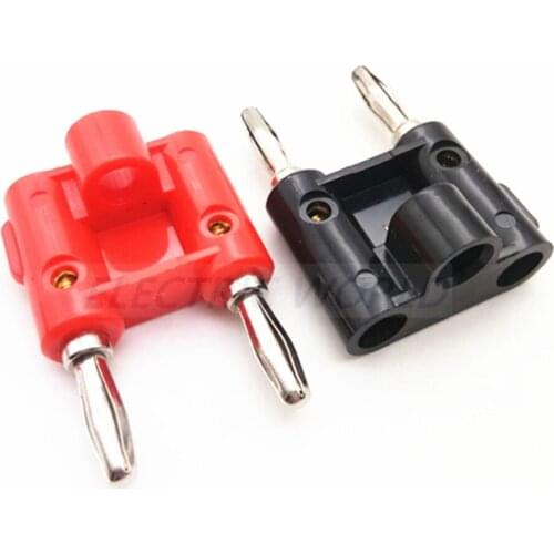 2 Pcs/ Lot Double Row 4mm Banana Plug Connector Adapter Two-position Audio Plug Lantern Cross Plug Connector 4mm Speaker Plug