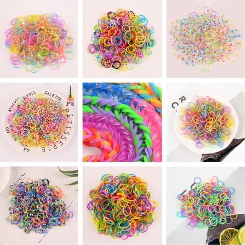 200pcs Girls Colorful Elastic Hairbands Mini Rubber Bands Hair Styling Ties Bracelet Braiding Hairband Hair Accessories Kid Toys