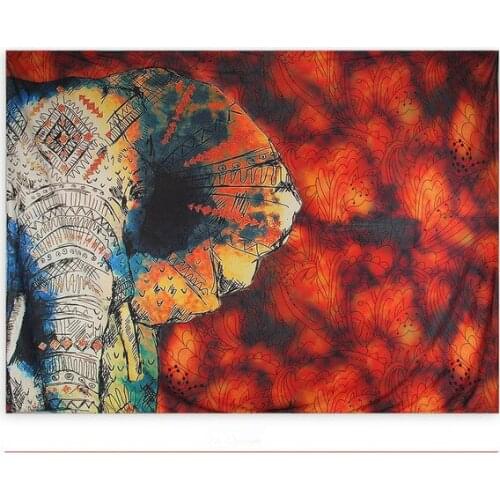 Red Tapestry Floral and Elephant Printed Hanging Wall Tapestries Hippie Bohemian Room Decor 130x150cm 150x200cm