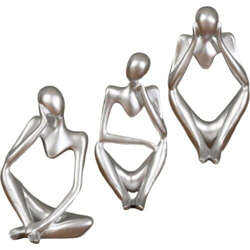 3 Pieces Thinker Sculpture Collectible Desk Desk Shelf Desk Figurines
