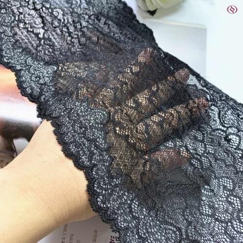 3y/lot 16.50cm High quality black shimmer elastic lace trim lingerie acce trim DIY crafts garment material