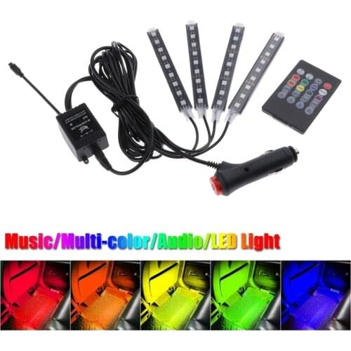 4 Pieces 9 LED Car Auto Strip Light Decorative Lamps Interior 7 Light