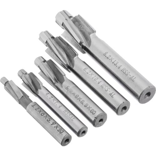 5Pcs HSS Counterbore End Mill M3-M8 Pilot Slotting Tool Milling Cutter Countersink End Mills