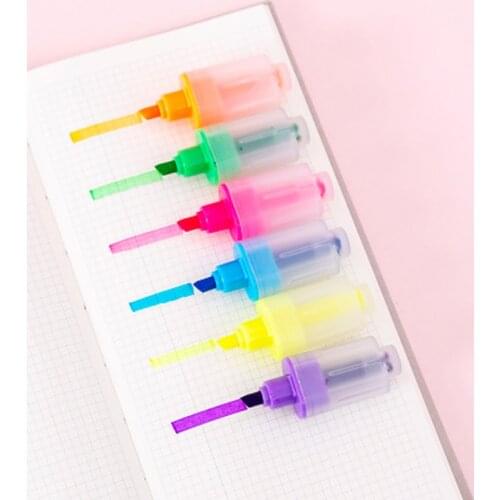 6pcs/set Smiley Watercolor Kawaii Stationery Highlighter Art Supplies for Kids Drawing Set Markers School Supplies
