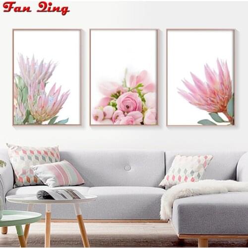 Full Square/Round Drill 5D DIY Diamond Painting Simple pink rose flower Embroidery Cross Stitch 5D Home Decor Gift