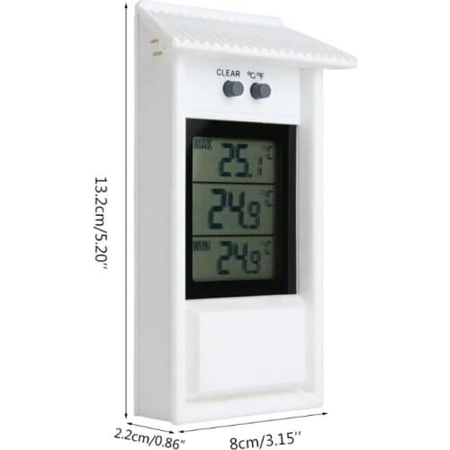 Digital Indoor/Outdoor Waterproof Thermometer Garden GreenHouse Wall Temperature Measurement Max Min Value Display
