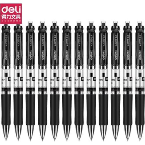 Deli 12PCS Neutral Pen Wholesale 0.5mm Carbon Black Red Blue 33388 Student Office Stationery