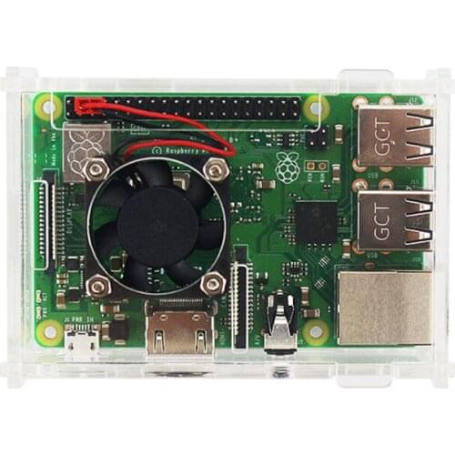For Raspberry Pi 3 Model B+(Plus) Acrylic Case Transparent Box Cover Shell + Cooling Fan+Aluminum Heat Sink For Raspberry Pi 3