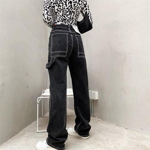 Mom Jean Fashion Trouser Streetwear 2021 NEW Wide Straight Leg Jeans Woman High Waist Baggy Denim Pants Female