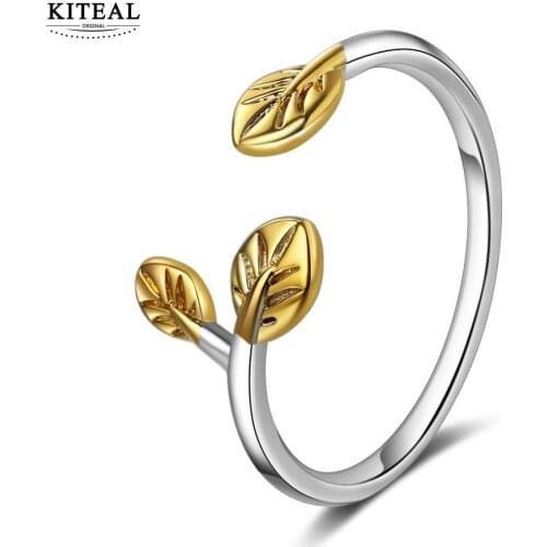 KITEAL Lotus silver plated size Resizeable Goddess Joint Knuckle Rings Leaves Minimalism opal Gift for her