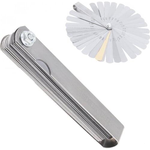 32 Blades Combination Measuring Tool Feeler Gauge Metric / Imperial Gapped Filler 0.04-0.88mm Thickness Gage