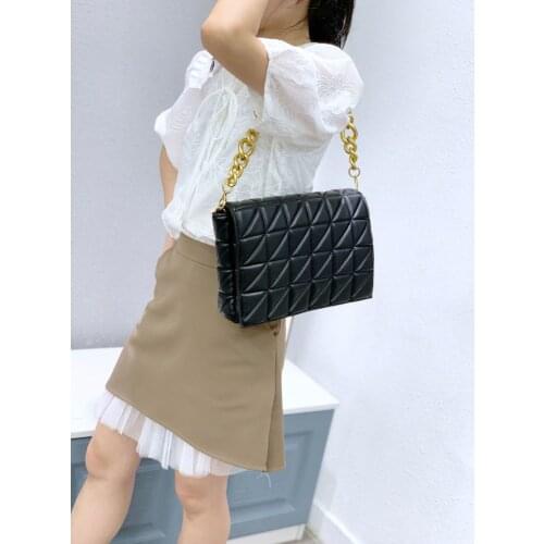 Fashion Simple Graceful Elegant Diamond Pattern Thick Chain PU Women Lady Single Shoulder Underarm Handbag Bags P210803