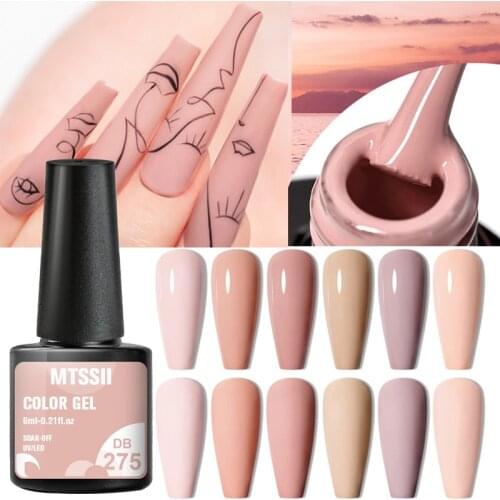 MEET ACROSS 8ml Color Gel Nail Polish Autumn Winter Nude Color Gray Series W/Matte Effect No Wipe Top Soak Off UV Nail Lacquer