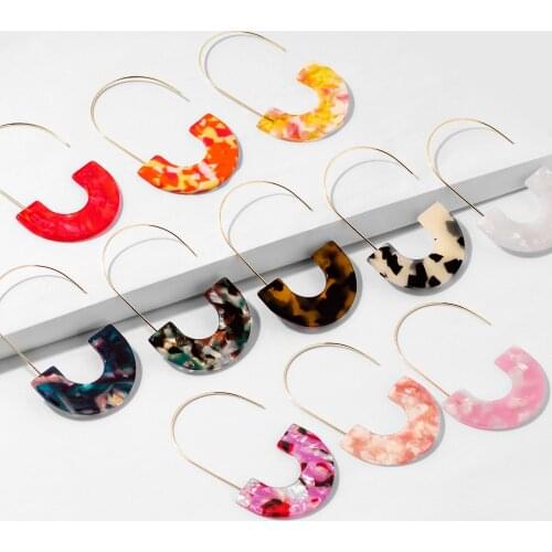 New Personality Women Earrings Acrylic Pendant Trend Fashion Jewelry Drop Hanging Dangle Earring Charm Colorful Bohemian Drop