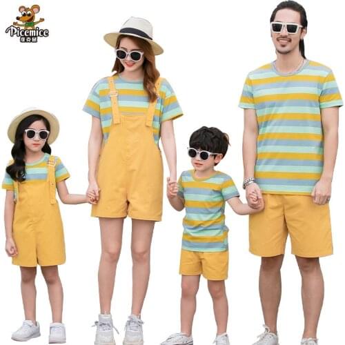 Family Look Mother Daughter Overalls Summer Father Son T-Shirts Short Pants Men Boy Family Matching Outfits Women Girl Set