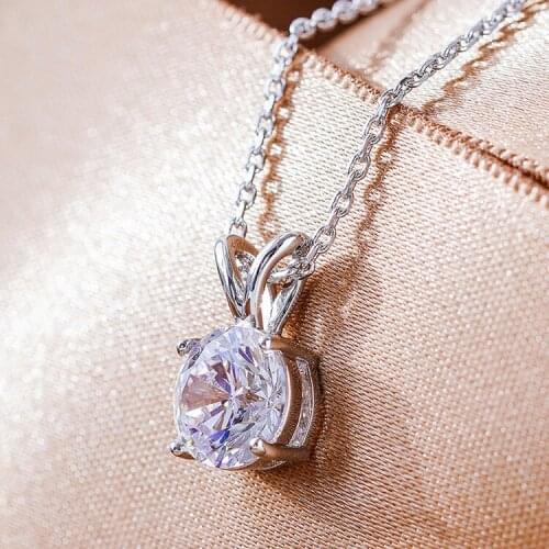 Brand 1:1 original new series four-claw single diamond ring necklace earrings silver three-piece gift box