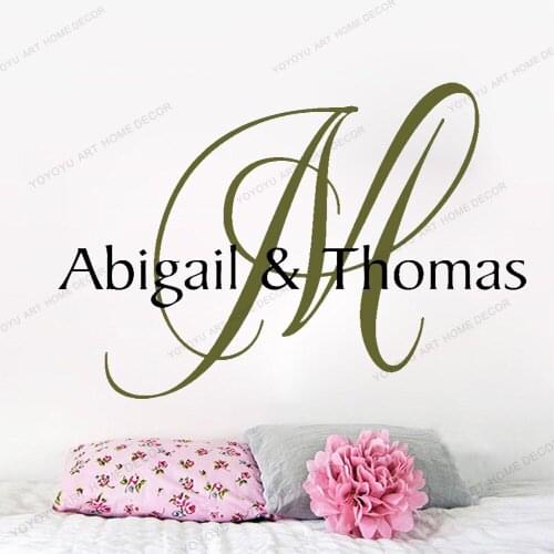 Personalized Name Sign Initial Monogram Master Bedroom Decor - Wedding Decor Dance Floor Decal Wall Art yw-571