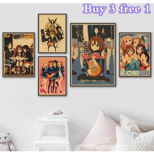 K-ON Japanese anime HD printing Kraft Paper poster Wall Sticker Bar Cafe Decorative Painting