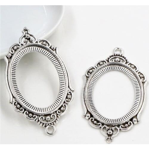 New Fashion 5pcs 30x40mm Inner Size Antique Silver Plated Simple Style Cabochon Base Setting Charms Pendant (B3-36)