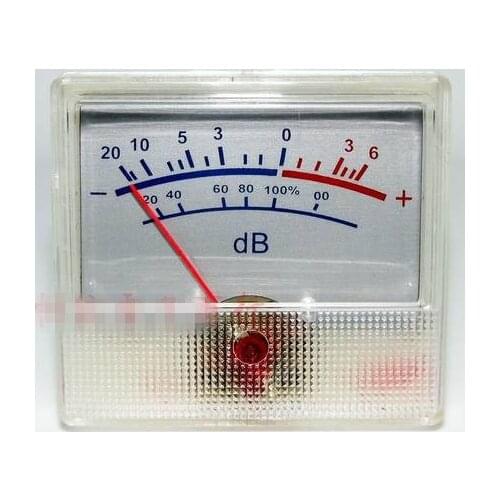 1Pc Rectangular White Panel VU Meter 0-500uA 650 Ohm -20 ~ +6dB DB Power Amplifier Audio Backlight table header level sound