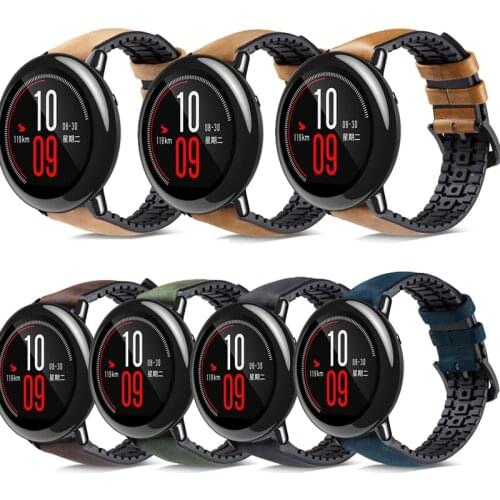 20mm 22mm Genuine Leather Silicone Watch Strap Band for Huami Amazfit PACE for Huami Stratos 2 2S 3/ GTR 2 GTR /47mm Wristband