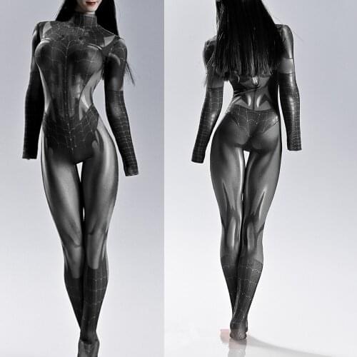 In Stock1/6 Scale Sexy Tight Female Crossover Bodysuit Black Leotard Corsetry Clothes For 12" Action Figure Body
