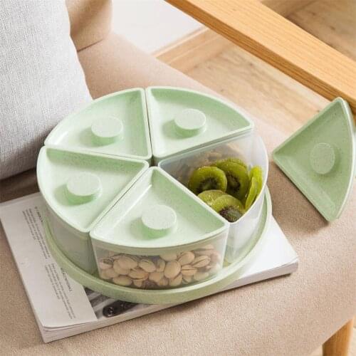 Dry Fruits Plastic Plates grids Candy Snacks Nuts Seeds Creative Dishes Bowl Breakfast Tray Home Kitchen Supplies