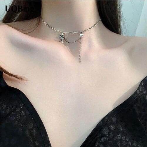 Vintage 925 Sterling Silver Angle Heart Charm Pendant Necklaces For Women Drop Shipping