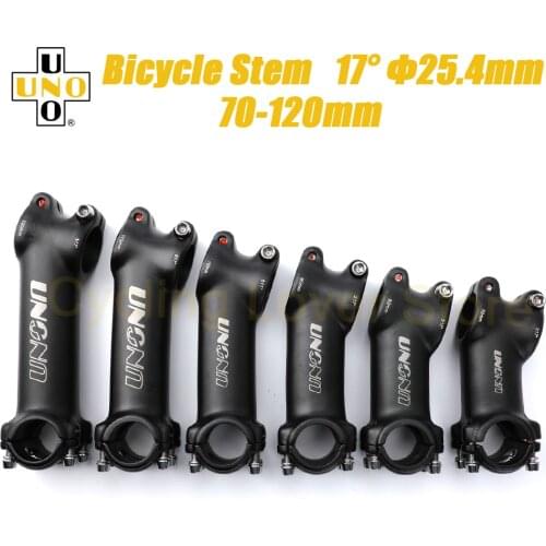 UNO Bicycle Handlebar Stem 25.4mm MTB Power Stem Riser 17 Degree Bike Handlebar Extension 70/80/90/100/110/120mm Bicycle Parts