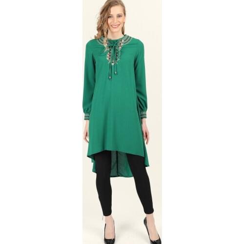 Embroidery Embroidered Tunic-Green