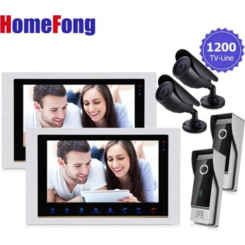 Homefong Color Video Door Phone System 10 Inch Interior Intercom Unit Exterior Video Doorbell Camera HD1200TVL Wholesale