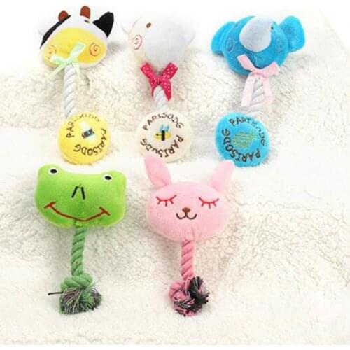 Funny Cute Pet Dog Cat Plush Toys Chew Molar Sound Squeak Squeaky Toys Fleece Puppy Clean Teeth Cotton Rope Cartoon Puzzle Toy