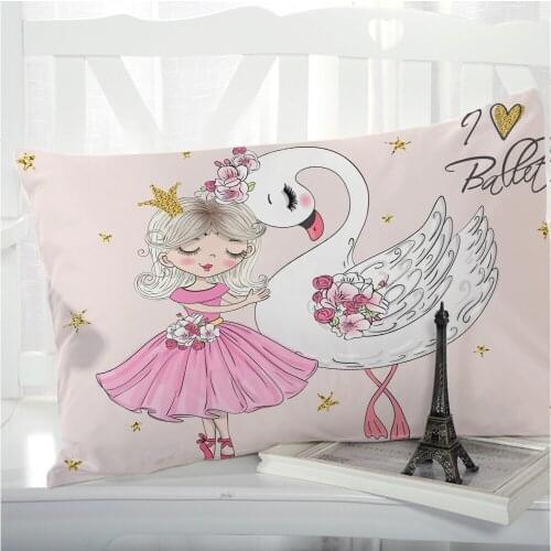 1pc Pillowcase Pillow case Cartoon Bedding Pillow cover Pillowcovers decorative for Kids Children baby Pink Cute swan