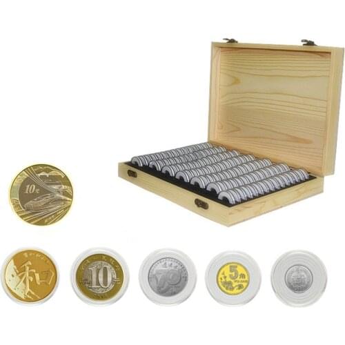 100Pcs Commemorative Coin Protection Collection Box Coin Storage Box for 18/21/25/27/30mm Coin Storage Box Collecting Tools