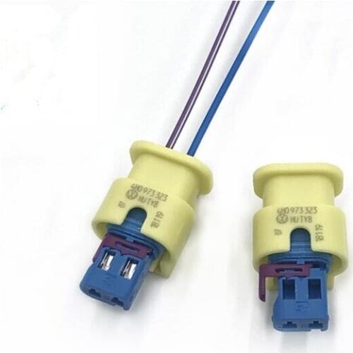 2pcs/lot 2 Pin 2 Way Collision Sensor Connector Plug With Wire Cable Pigtail For VW Audi A6L A4L A5 Q5 A7 A8L 4H0 973 323