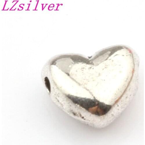 50 Pcs Zinc Alloy Fancy Smooth Heart Spacer Beads 10mmx9mmx5mm Free Ship (1321)
