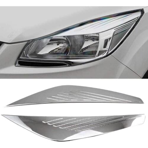 Car ABS Chrome Front Plated Headlight Cover Head Light Lamp Eyelid Eyebrow Trim Fit for Ford Escape Kuga 2017-2018