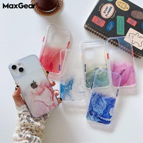 For iPhone 13 12 11 Pro Max Glitter Marble Transparent Case For iPhone X XS 7 8 Plus SE2 Mini Luxury Bumper Gradient Soft Cover