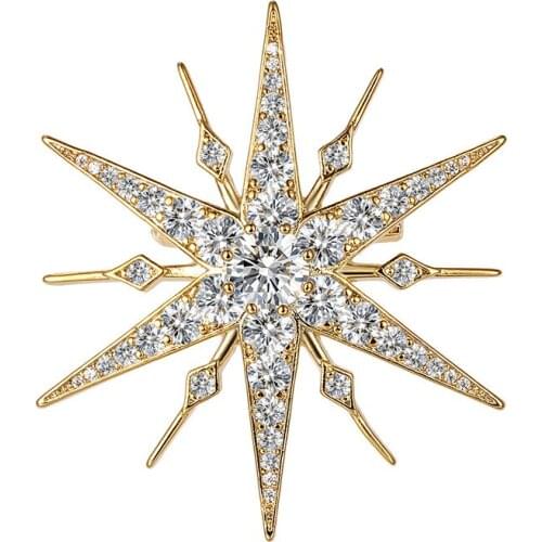 New Fashion Zircon Star Brooches Metal Crystal Rhinestone Lapel Pins Shirt Suit Collar Pin Corsage Fashion Jewelry Accessories