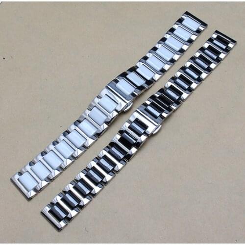 Ceramic With Stainless Steel 14mm 16mm 18mm 20mm 22mm Watchbands Bracelets for Classic Frontier Samsung Smart Straps Accessories