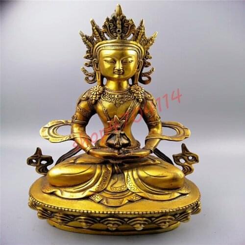 Pure copper, brass gilding, longevity Buddha, Buddha statues ornaments, exquisite crafts, collections, decorations