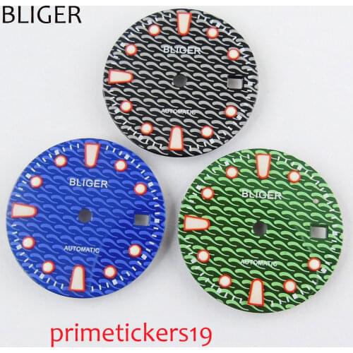 28.5mm Bliger luminous date watch dial fit ETA 2824 2836 Miyota 8215 821A Mingzhu 2813 automatic movement