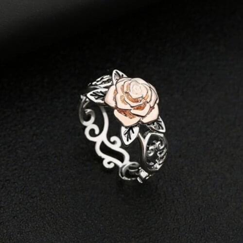 Elegant Party Fashion Flower Rings For Women Female Vintage Rings Wedding Engagement Statement Ring Jewelry Valentines Gift